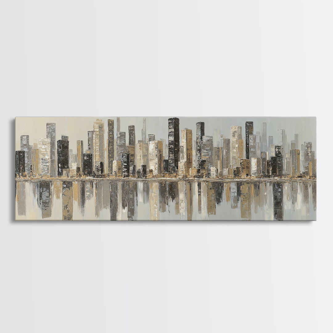 Modern City Skyline Canvas Print, Living Room Art, Modern Decor, Living Room Decor, Abstract Art, Living, Wall Decor, LIR-3x1-14