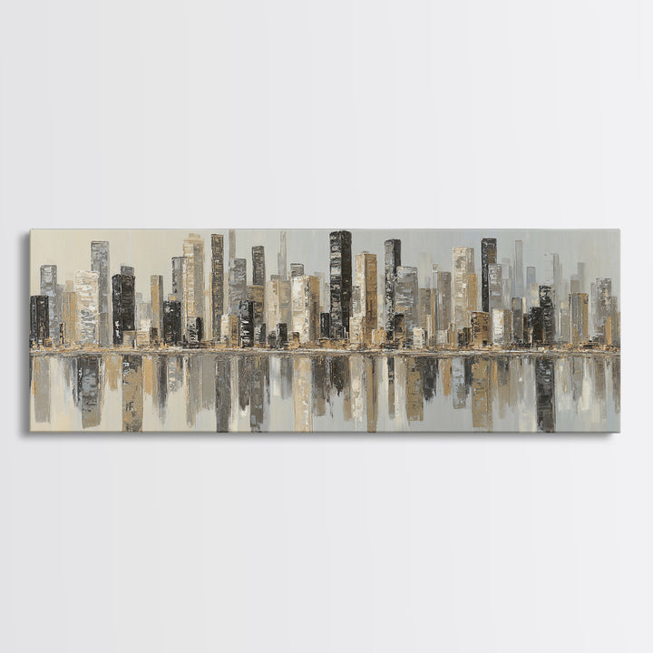 Modern City Skyline Canvas Print, Living Room Art, Modern Decor, Living Room Decor, Abstract Art, Living, Wall Decor, LIR-3x1-14
