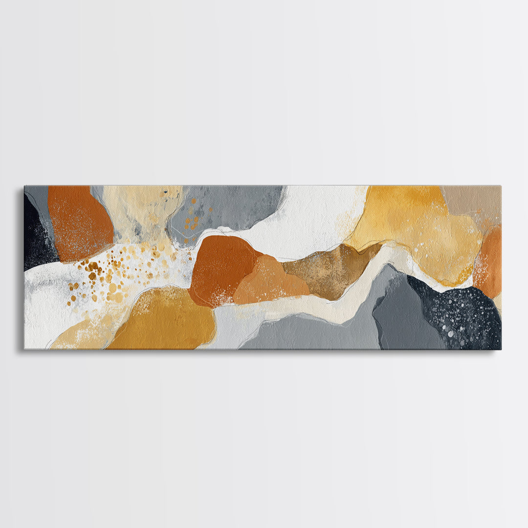 Large Statement Abstract Framed Canvas Print, Living Room Art, Boho Wall Art, Living Room Decor, Abstract Art, Living, LIR-3x1-17