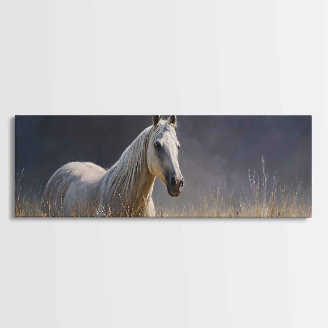 Contemporary Horse Portrait Framed Canvas Print, Living Room Art, Mid Century Modern, Living Room Decor, Oil Painting, Living, LIR-3x1-2
