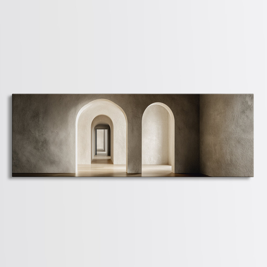 Black and White Architectural Arch Composition Framed Canvas Print, Living Room Art, Room Decor, Living Room Decor, Living, LIR-3x1-23