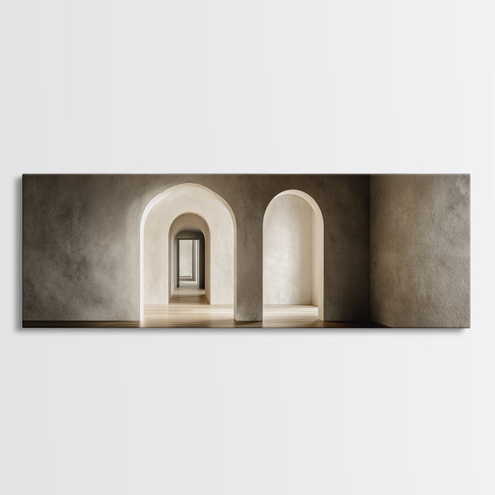 Black and White Architectural Arch Composition Framed Canvas Print, Living Room Art, Room Decor, Living Room Decor, Living, LIR-3x1-23