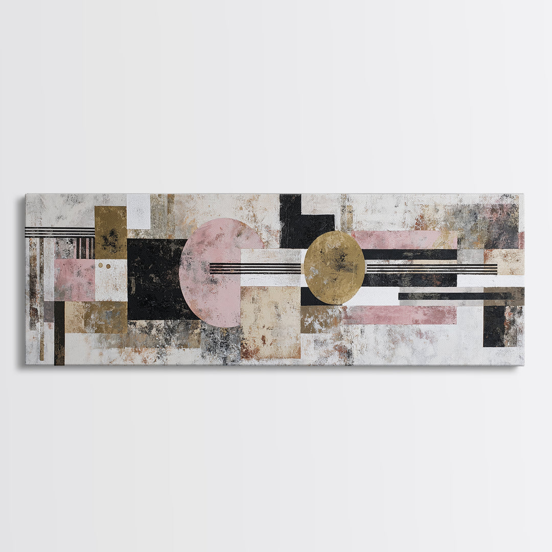 Mid Century Geometric Artwork Canvas Print, Living Room Art, Living Room Wall Art, Living Room Decor, Abstract Art, Living, LIR-3x1-24