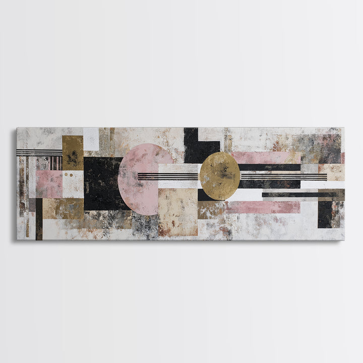 Mid Century Geometric Artwork Canvas Print, Living Room Art, Living Room Wall Art, Living Room Decor, Abstract Art, Living, LIR-3x1-24