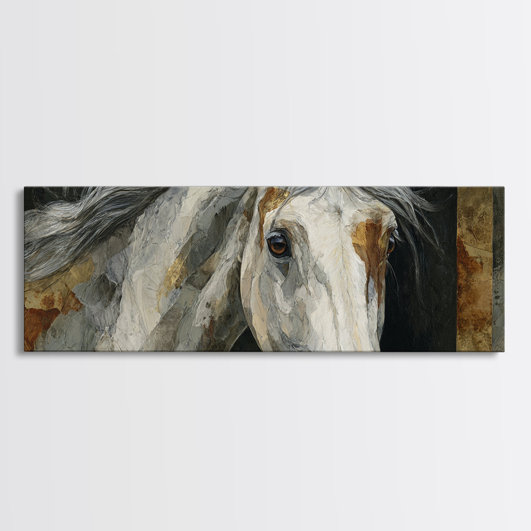 Contemporary Horse Portrait Canvas Print, Living Room Art, Abstract Art, Living Room Decor, Living, Living Room Wall Art, LIR-3x1-26