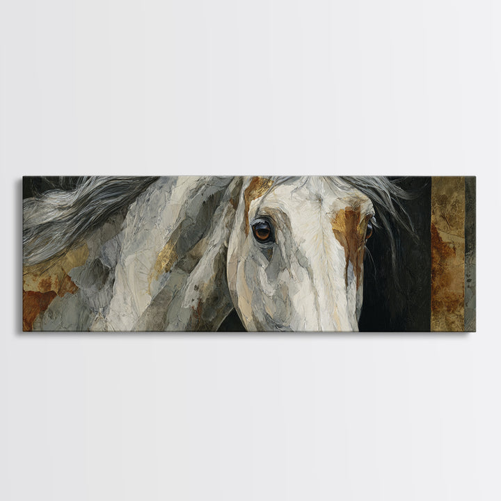 Contemporary Horse Portrait Canvas Print, Living Room Art, Abstract Art, Living Room Decor, Living, Living Room Wall Art, LIR-3x1-26
