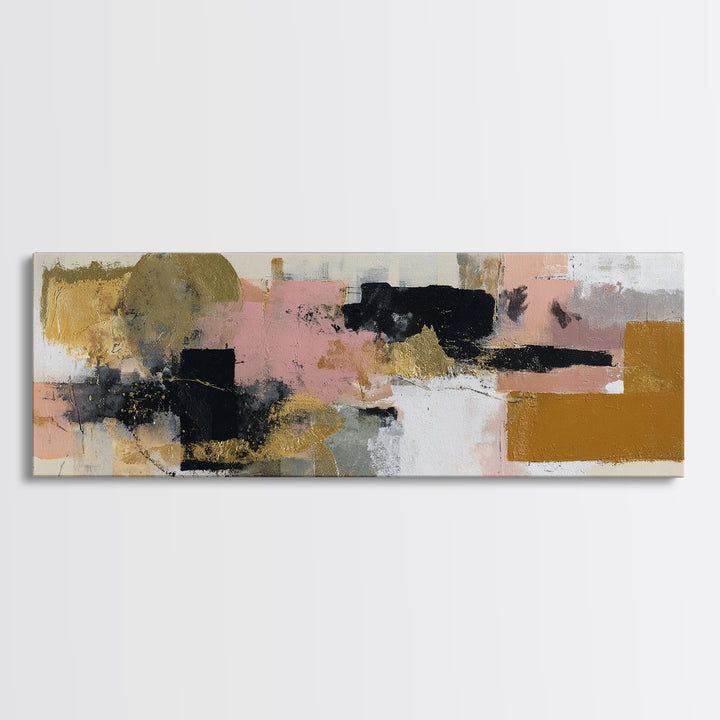 Gold Accented Abstract Brushwork Canvas Print, Living Room Art, Digital Prints, Living Room Decor, Abstract Art, Living, LIR-3x1-30