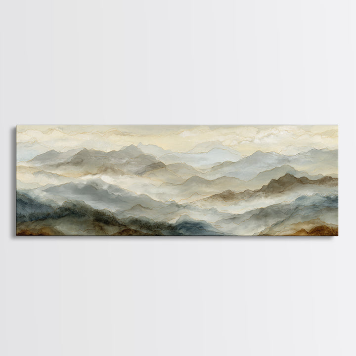 Classic Mountain Panorama for Cozy Interiors Canvas Print, Living Room Art, 3 Piece Wall Art, Living Room Decor, Living, LIR-3x1-32