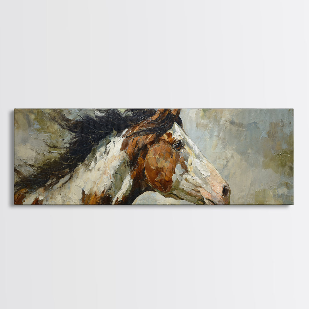 Contemporary Horse Portrait Canvas Print, Living Room Art, Abstract Art, Living Room Decor, Living, Living Room Wall Art, LIR-3x1-50
