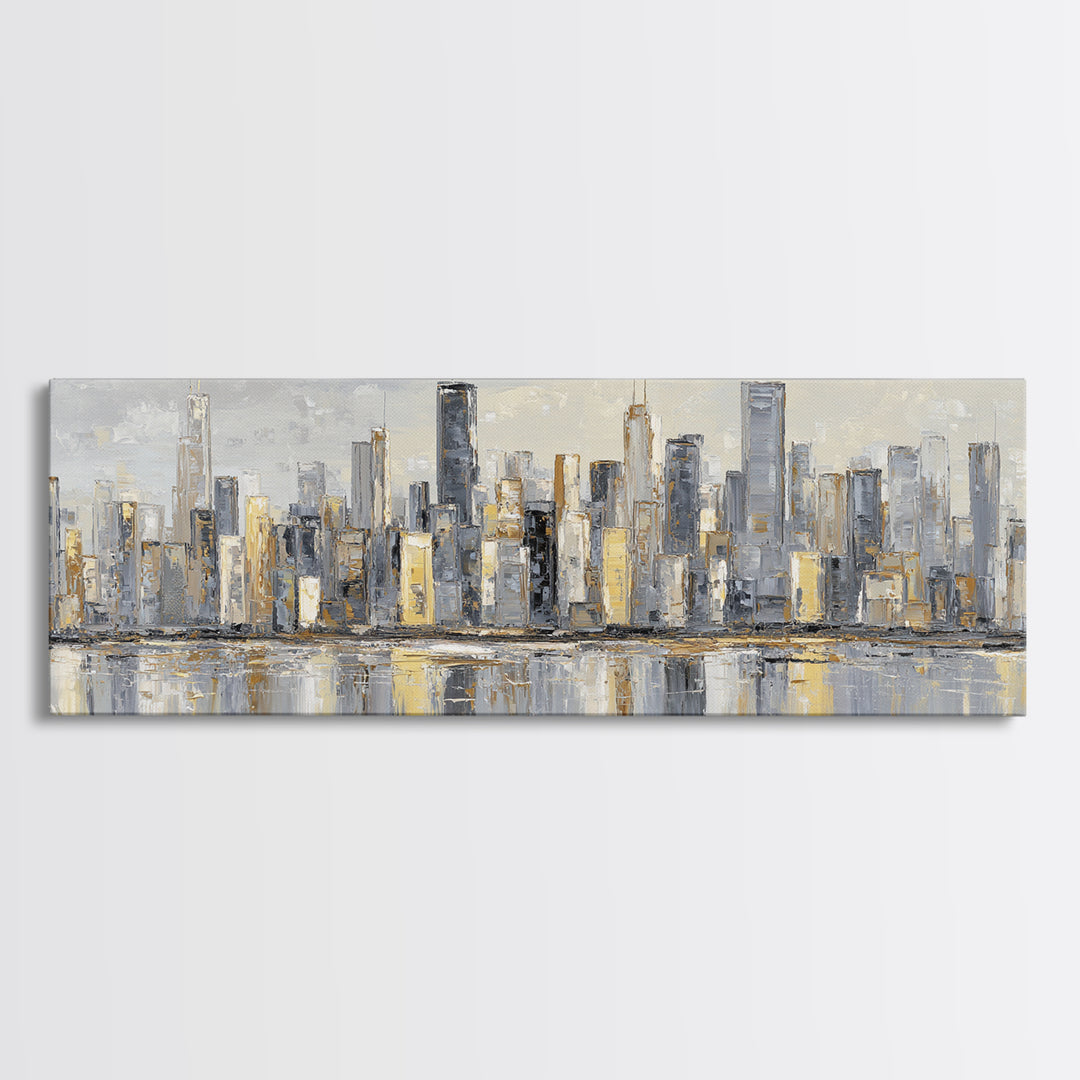 Modern City Skyline Canvas Print, Living Room Art, Boho Decor, Living Room Decor, Fine Art, Living, Digital Prints, Art Print, LIR-3x1-62