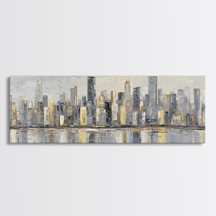 Modern City Skyline Canvas Print, Living Room Art, Boho Decor, Living Room Decor, Fine Art, Living, Digital Prints, Art Print, LIR-3x1-62