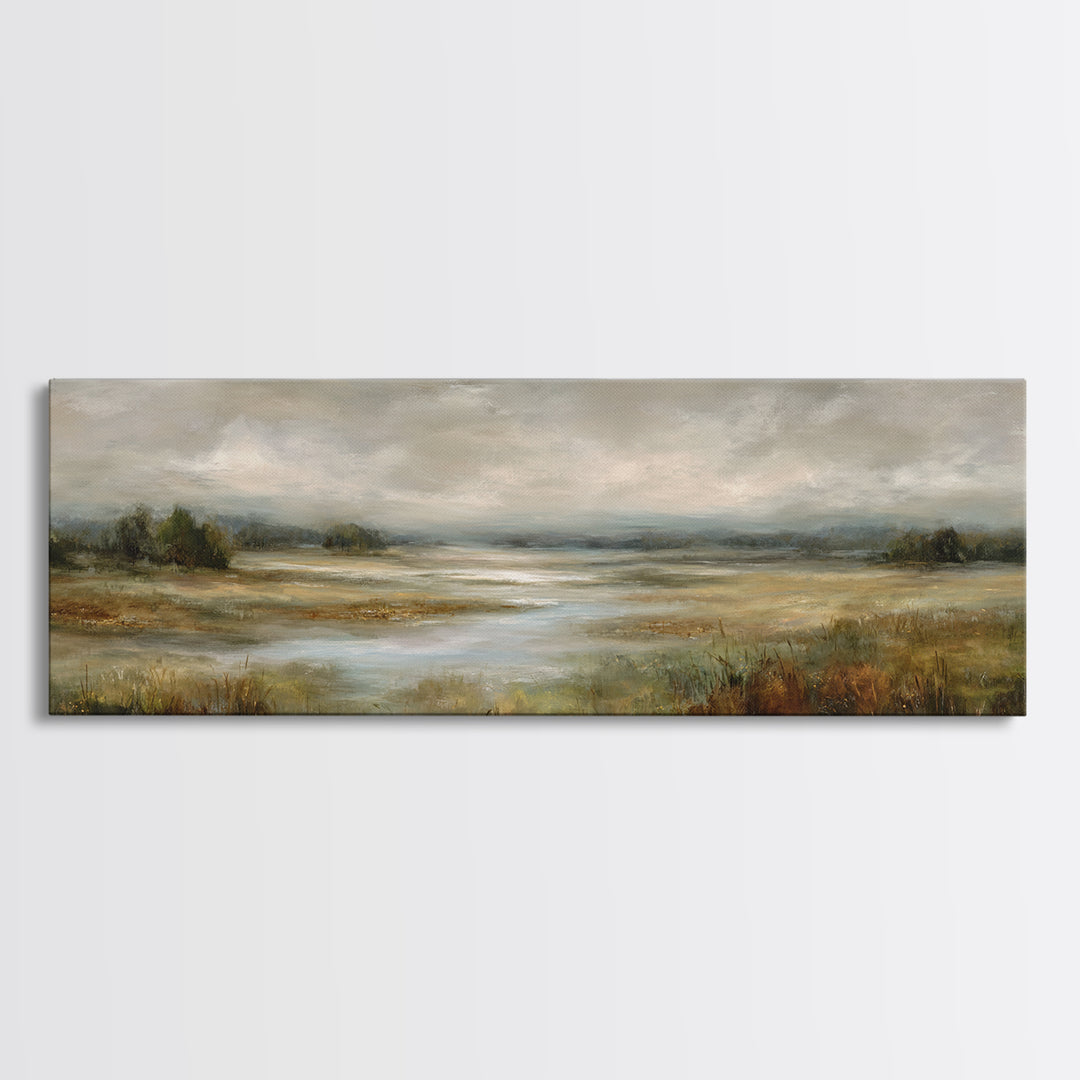 Quiet Meadow Landscape Framed Canvas Print, Living Room Art, Contemporary Art, Living Room Decor, Living, Oil Painting, LIR-3x1-63