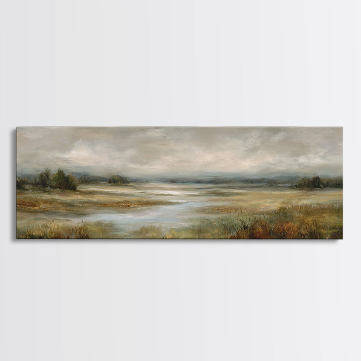 Quiet Meadow Landscape Framed Canvas Print, Living Room Art, Contemporary Art, Living Room Decor, Living, Oil Painting, LIR-3x1-63