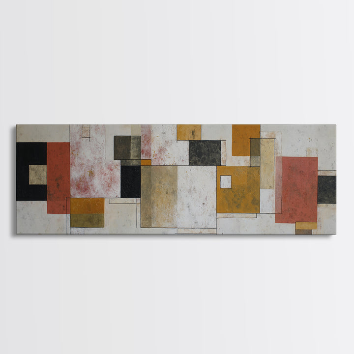 Mid Century Geometric Artwork Framed Canvas Print, Living Room Art, Art, Living Room Decor, Fine Art, Living, Art Nouveau, LIR-3x1-72