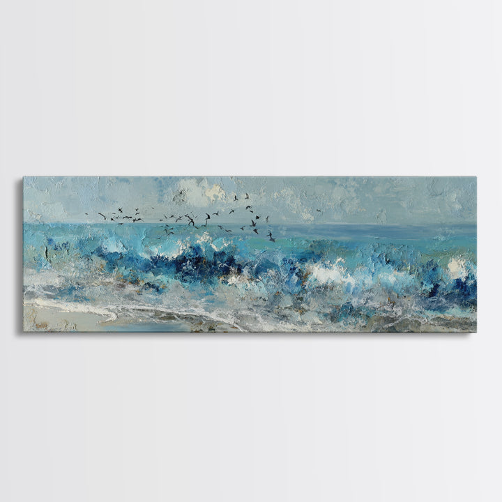 Coastal Aerial Shoreline Canvas Print, Living Room Art, Large Wall Art, Living Room Decor, Fine Art, Living, Dopamine Decor, LIR-3x1-75