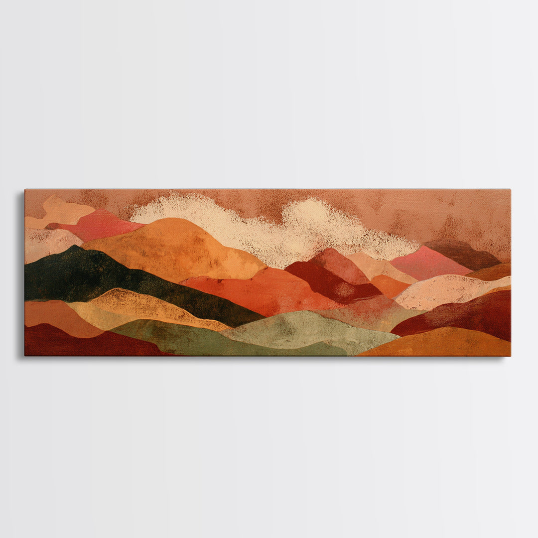 Earthy Desert Landscape Canvas Print, Living Room Art, Wall Decor, Living Room Decor, Oil Painting, Living, Abstract Art, LIR-3x1-76