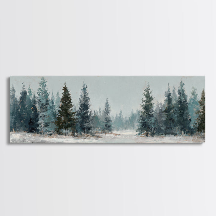 Minimal Scandinavian Forest Framed Canvas Print, Living Room Art, Modern Wall Art, Living Room Decor, Oil Painting, Living, LIR-3x1-77