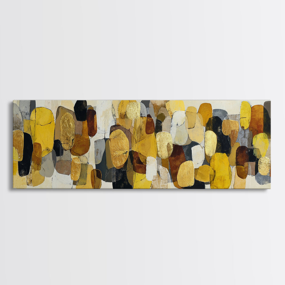 Gold Accented Abstract Brushwork Canvas Print, Living Room Art, Printable, Living Room Decor, Fine Art, Living, Printable Art, LIR-3x1-78