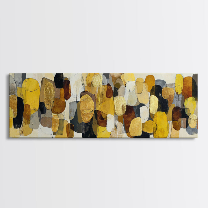 Gold Accented Abstract Brushwork Canvas Print, Living Room Art, Printable, Living Room Decor, Fine Art, Living, Printable Art, LIR-3x1-78