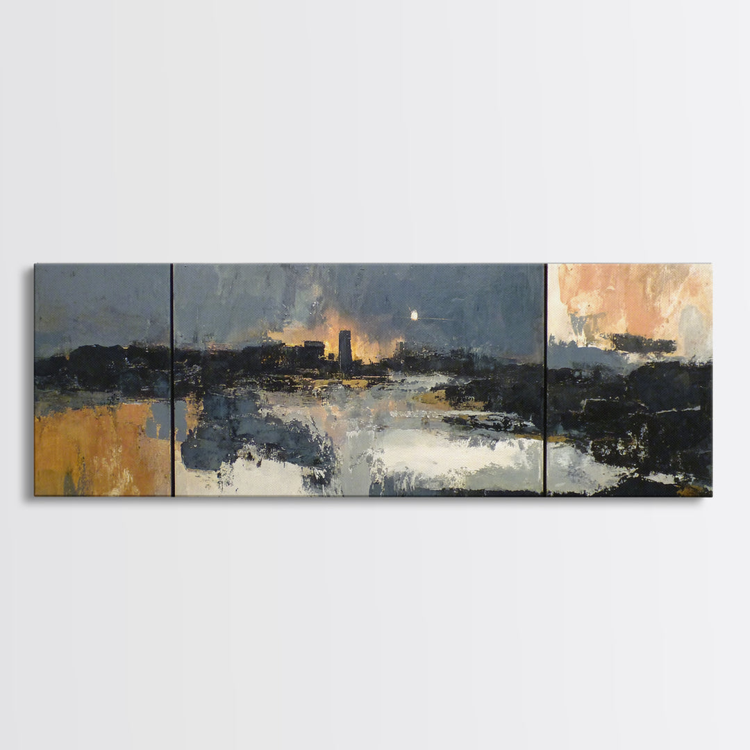 Classic Mountain Panorama for Cozy Interiors Canvas Print, Living Room Art, Painting, Living Room Decor, Fine Art, Living, LIR-3x1-80