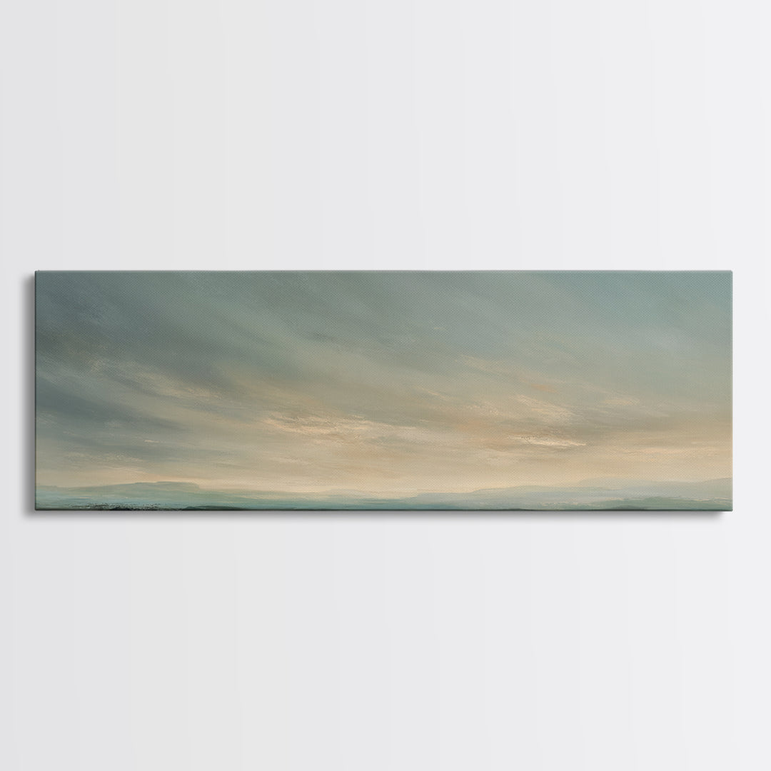 Modern Landscape with Expansive Calm Sky Canvas Print, Living Room Art, Art Print, Living Room Decor, Watercolor Art, Living, LIR-3x1-91