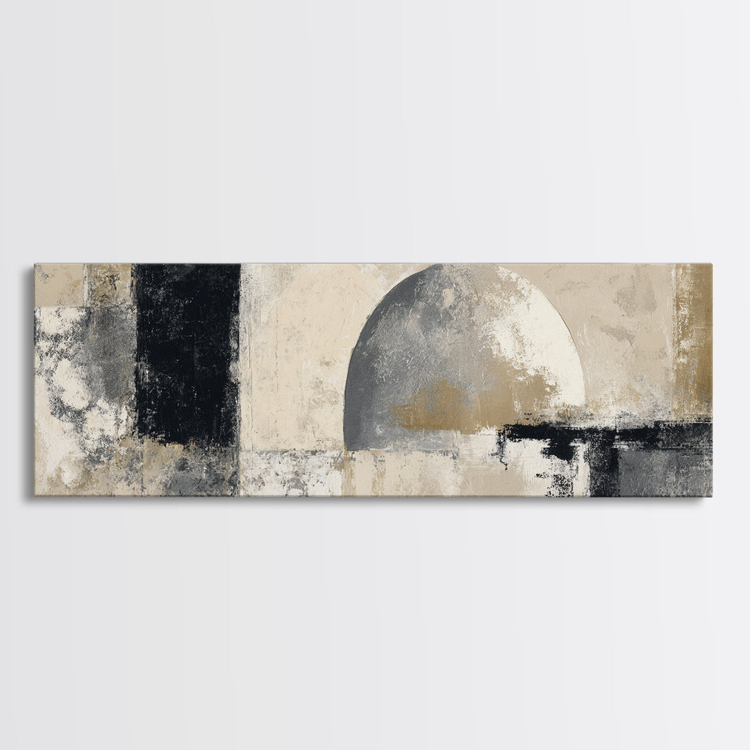 Black and White Architectural Arch Composition Canvas Print, Living Room Art, Home, Living Room Decor, Oil Painting, Living, LIR-3x1-95
