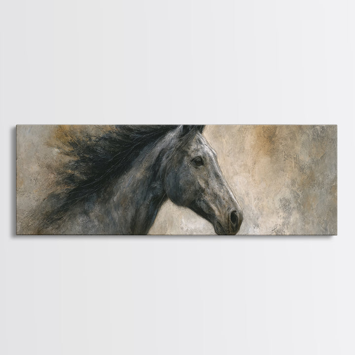 Contemporary Horse Portrait Canvas Print, Living Room Art, Modern Wall Art, Living Room Decor, Fine Art, Living, LIR-3x1-98