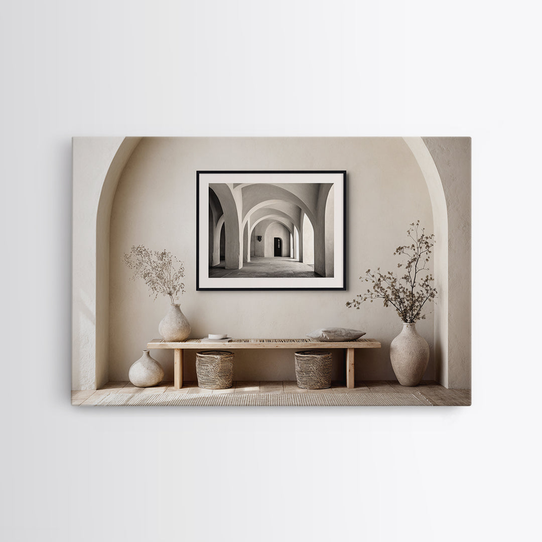 Black and White Architectural Arch Composition Canvas Print, Living Room Art, Modern Decor, Living Room Decor, Fine Art, Living, LIR-3x2-11