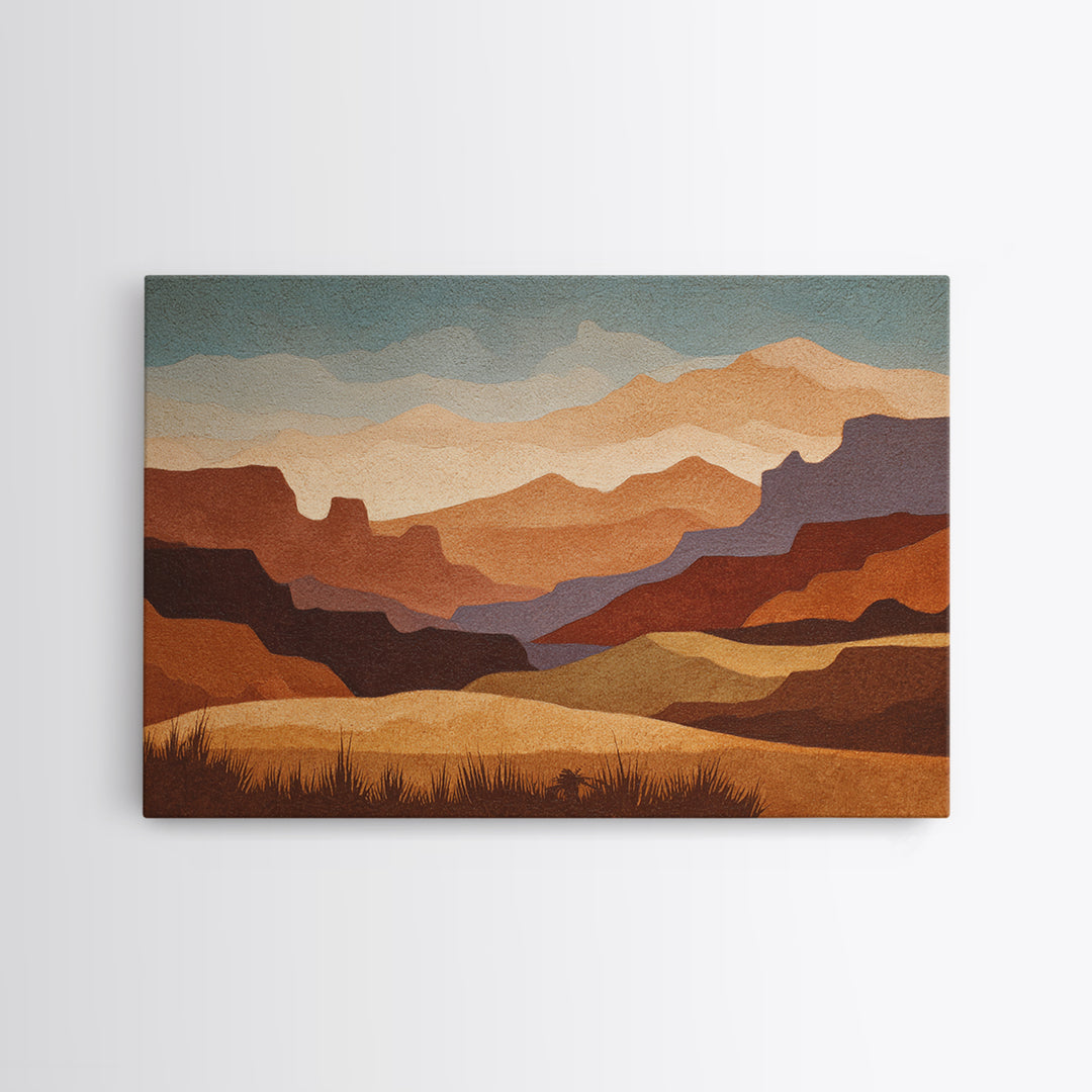 Earthy Desert Landscape Canvas Print, Living Room Art, Abstract Wall Art, Living Room Decor, Fine Art, Living, Boho Decor, LIR-3x2-16