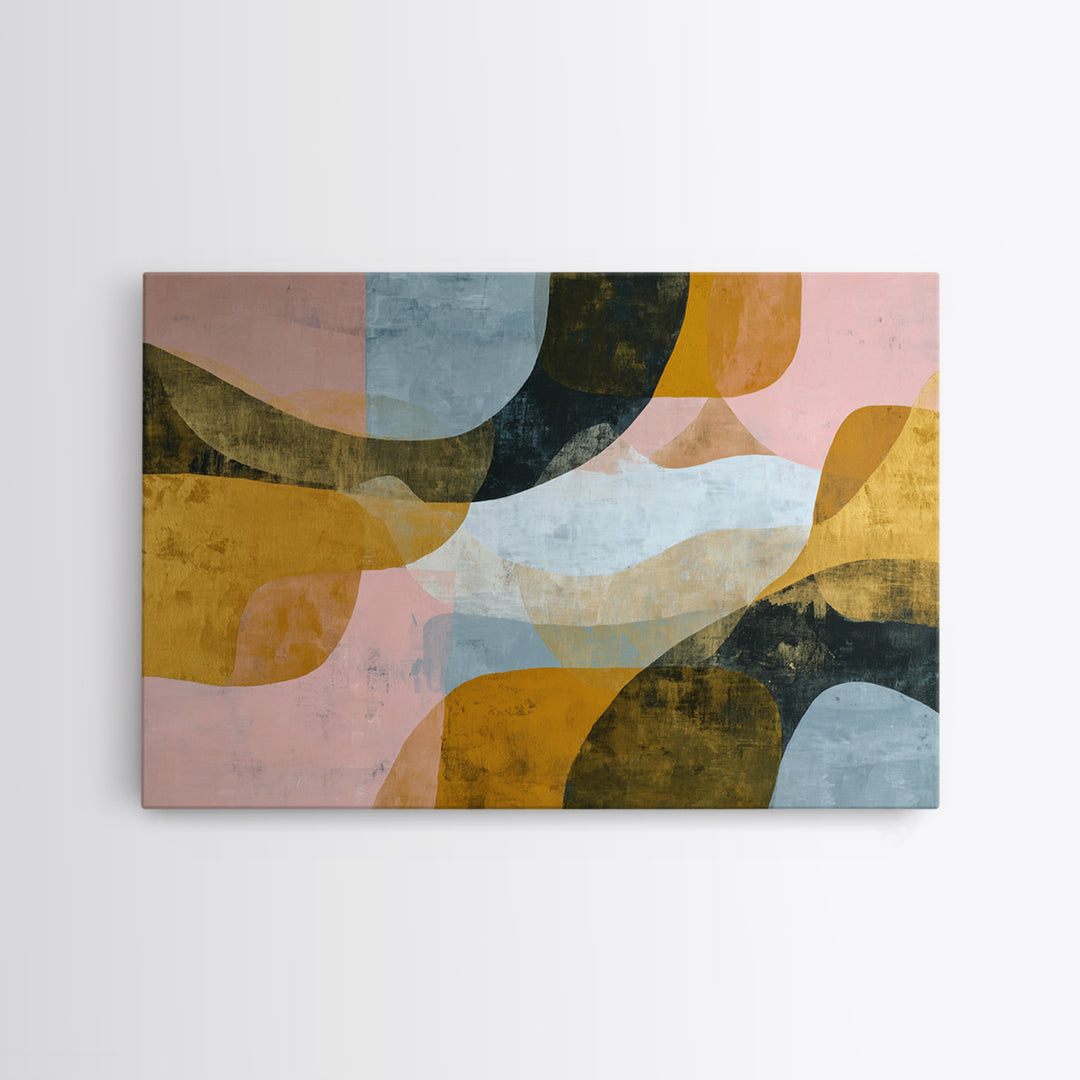 Gold Accented Abstract Brushwork Framed Canvas Print, Living Room Art, Large Wall Art, Living Room Decor, Abstract Art, Living, LIR-3x2-18