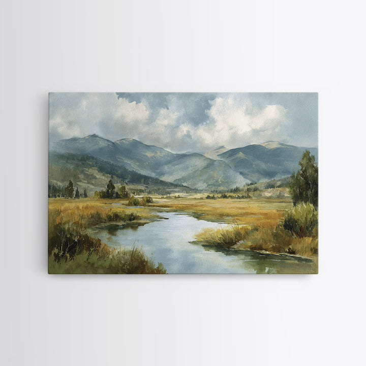 Classic Mountain Panorama for Cozy Interiors Framed Canvas Print, Living Room Art, Boho Wall Art, Living Room Decor, Living, LIR-3x2-20