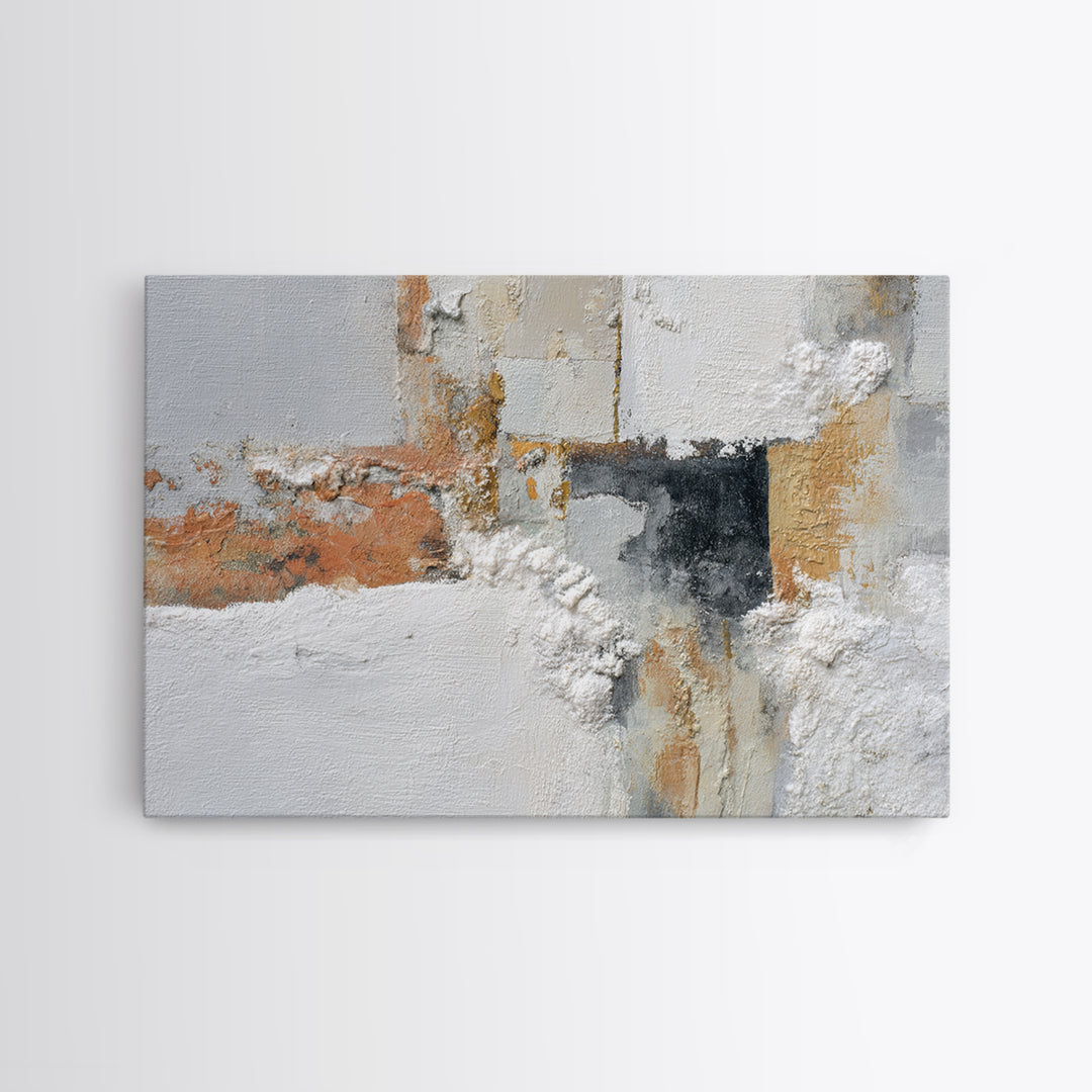 Monochrome Stone Texture Abstraction Framed Canvas Print, Living Room Art, Dopamine Decor, Living Room Decor, Fine Art, Living, LIR-3x2-25