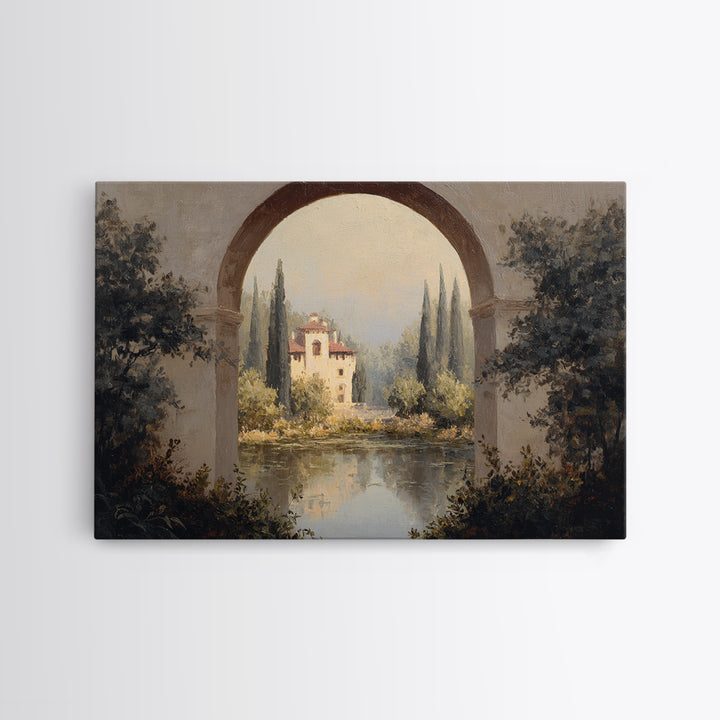 Black and White Architectural Arch Composition Framed Canvas Print, Living Room Art, Room Decor, Living Room Decor, Living, LIR-3x2-35