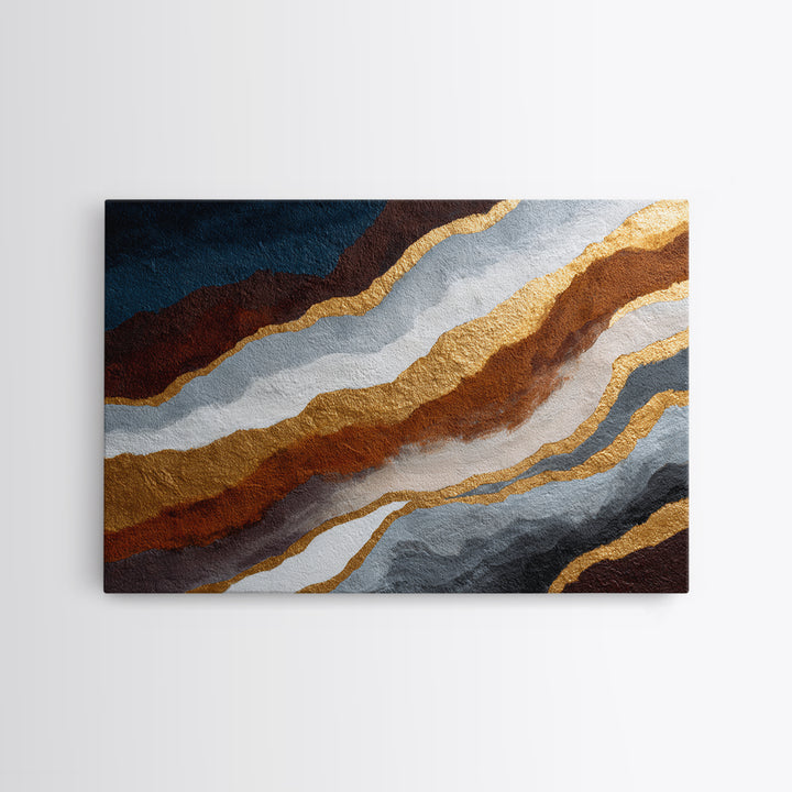 Gold Accented Abstract Brushwork Canvas Print, Living Room Art, Pet Portraits, Living Room Decor, Abstract Art, Living, LIR-3x2-42