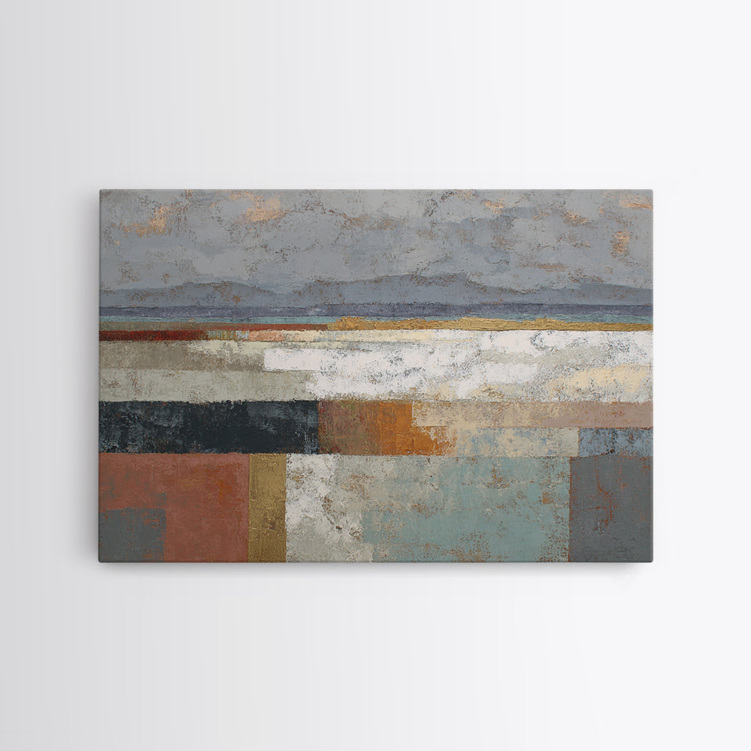 Mid Century Geometric Artwork Framed Canvas Print, Living Room Art, Textured Painting, Living Room Decor, Abstract Art, Living, LIR-3x2-60
