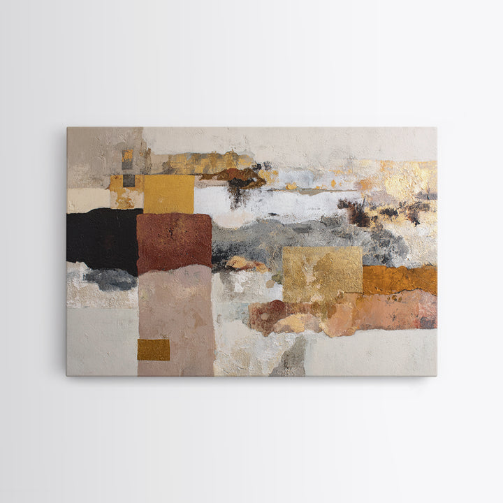 Gold Accented Abstract Brushwork Canvas Print, Living Room Art, Pet Portraits, Living Room Decor, Abstract Art, Living, LIR-3x2-66