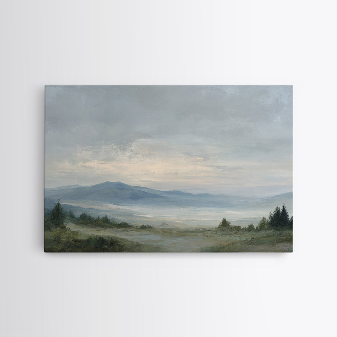 Modern Landscape with Expansive Calm Sky Framed Canvas Print, Living Room Art, Luxury Decor, Living Room Decor, Living, LIR-3x2-79