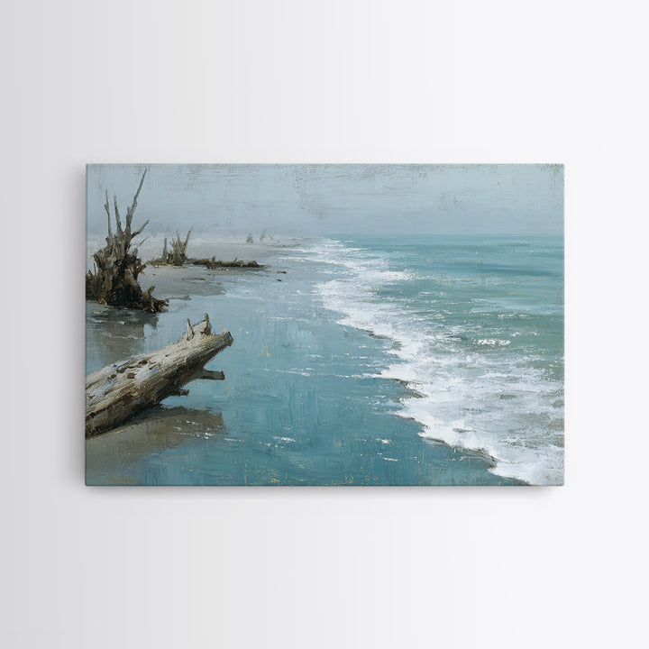 Moody Seascape for Dramatic Focal Point Framed Canvas Print, Living Room Art, Bedroom Wall Art, Living Room Decor, Oil Painting, LIR-3x2-82