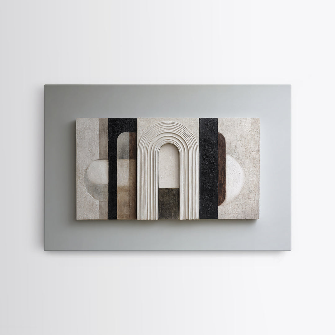 Black and White Architectural Arch Composition Canvas Print, Living Room Art, Digital Wall Art, Living Room Decor, Living, LIR-3x2-83