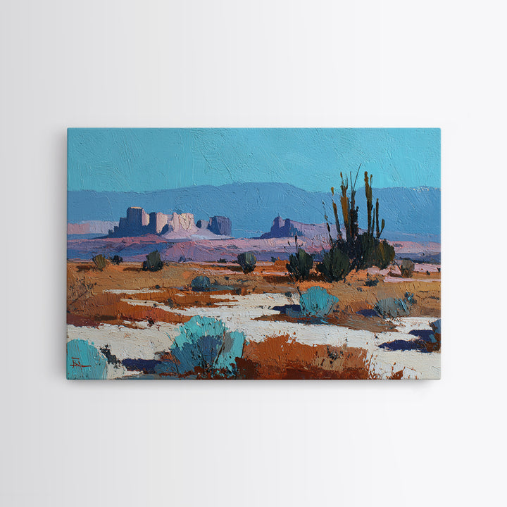 Earthy Desert Landscape Canvas Print, Living Room Art, Wall Decor, Living Room Decor, Oil Painting, Living, Abstract Art, LIR-3x2-88