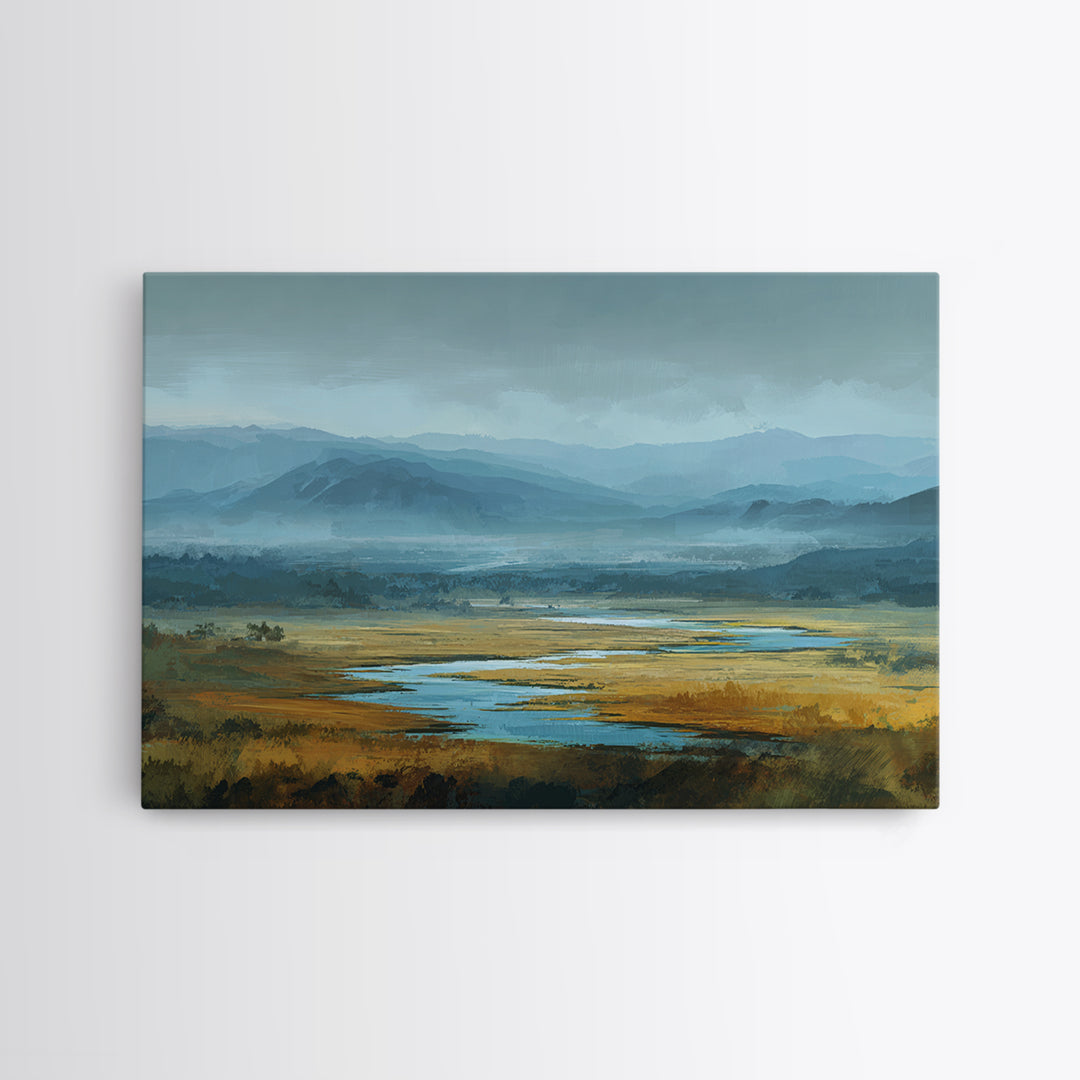 Classic Mountain Panorama for Cozy Interiors Framed Canvas Print, Living Room Art, Painting, Living Room Decor, Living, LIR-3x2-92