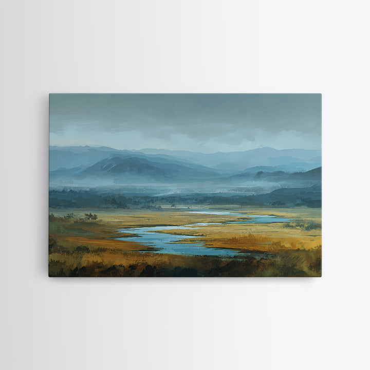 Classic Mountain Panorama for Cozy Interiors Framed Canvas Print, Living Room Art, Painting, Living Room Decor, Living, LIR-3x2-92