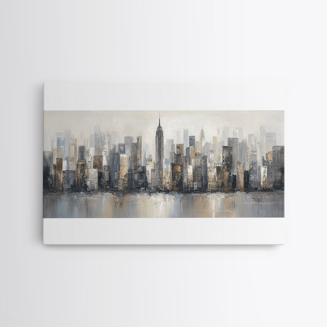 Modern City Skyline Canvas Print, Living Room Art, Modern Wall Art, Living Room Decor, Fine Art, Living, Textured Painting, LIR-3x2-98