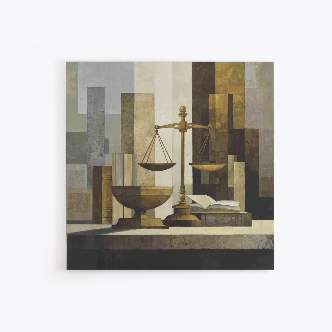 Classical Scales of Justice Framed Canvas Print, Law Office Art, Law, Office Decor, Counsel, Modern Decor, Fine Art Print, LOA-1x1-1