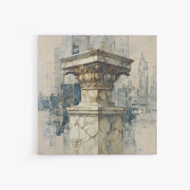 Marble Courthouse Column Study Without Building Scene Framed Canvas Print, Law Office Art, Office Art, Office Decor, Counsel, LOA-1x1-27