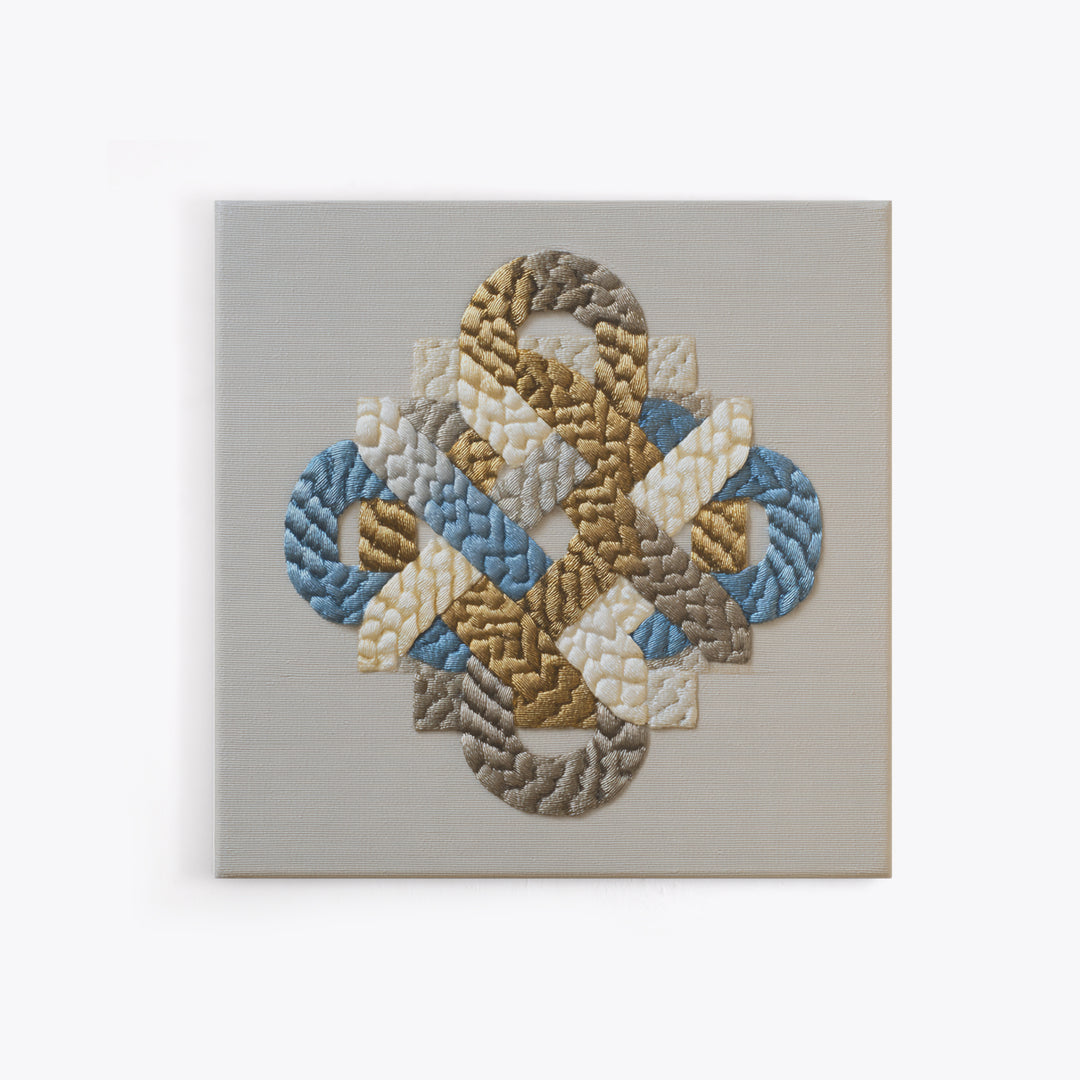 Gold Thread Knot Symbolizing Resolution Framed Canvas Print, Law Office Art, Therapy Office Decor, Office Decor, Abstract Art, LOA-1x1-42