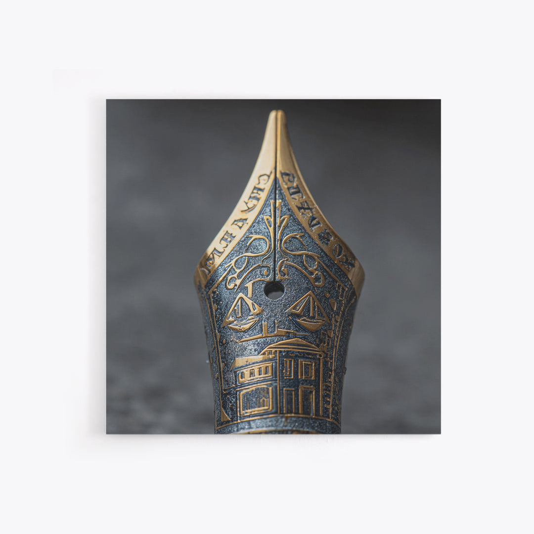 Fountain Pen Nib Closeup Framed Canvas Print, Law Office Art, Office Wall Decor, Office Decor, Fine Art, Counsel, Law School, LOA-1x1-47