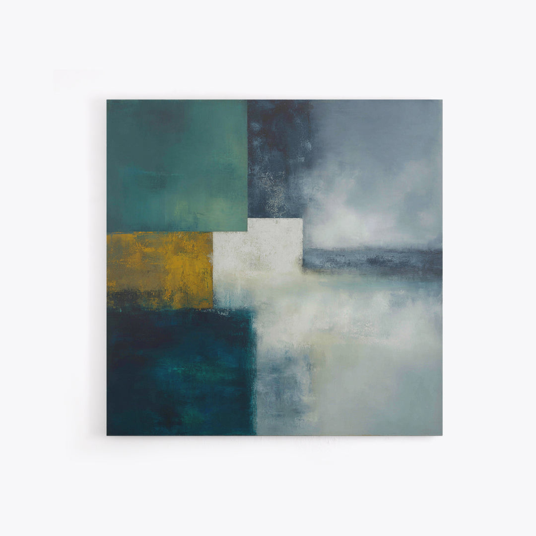 Deep Green and Walnut Toned Abstract Framed Canvas Print, Law Office Art, Gallery Decor, Office Decor, Abstract Art, Counsel, LOA-1x1-93