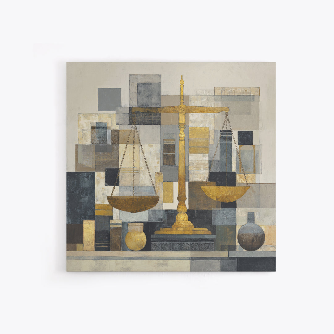 Classical Scales of Justice Canvas Print, Law Office Art, Luxury Decor, Office Decor, Oil Painting, Counsel, Printable Art, LOA-1x1-97