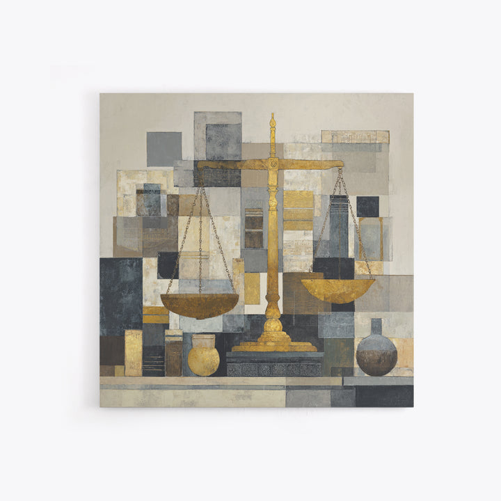 Classical Scales of Justice Canvas Print, Law Office Art, Luxury Decor, Office Decor, Oil Painting, Counsel, Printable Art, LOA-1x1-97